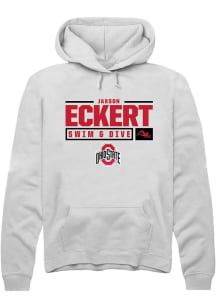 Jaxson Eckert  Rally Ohio State Buckeyes Mens White NIL Stacked Box Long Sleeve Hoodie