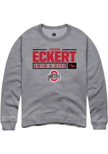 Jaxson Eckert  Rally Ohio State Buckeyes Mens Graphite NIL Stacked Box Long Sleeve Crew Sweatshirt