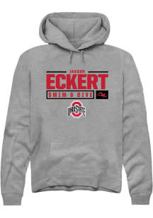 Jaxson Eckert  Rally Ohio State Buckeyes Mens Graphite NIL Stacked Box Long Sleeve Hoodie