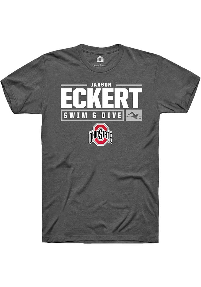 Jaxson Eckert  Ohio State Buckeyes Dark Grey Rally NIL Stacked Box Short Sleeve T Shirt