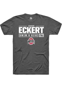 Jaxson Eckert  Ohio State Buckeyes Dark Grey Rally NIL Stacked Box Short Sleeve T Shirt