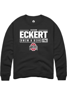 Jaxson Eckert  Rally Ohio State Buckeyes Mens Black NIL Stacked Box Long Sleeve Crew Sweatshirt