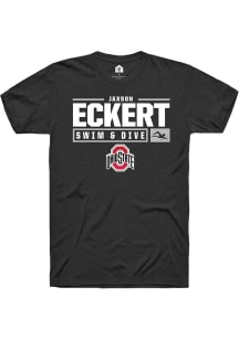 Jaxson Eckert  Ohio State Buckeyes Black Rally NIL Stacked Box Short Sleeve T Shirt