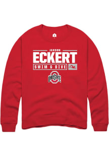 Jaxson Eckert  Rally Ohio State Buckeyes Mens Red NIL Stacked Box Long Sleeve Crew Sweatshirt