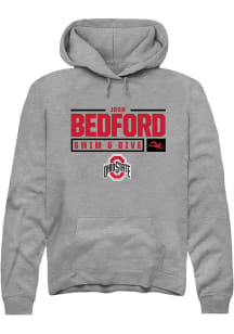 Josh Bedford  Rally Ohio State Buckeyes Mens Graphite NIL Stacked Box Long Sleeve Hoodie