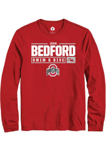 Josh Bedford  Ohio State Buckeyes Red Rally NIL Stacked Box Long Sleeve T Shirt