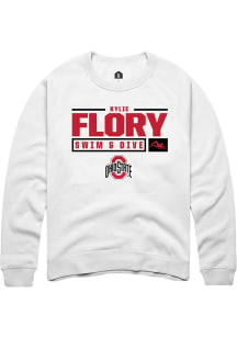 Kylie Flory  Rally Ohio State Buckeyes Mens White NIL Stacked Box Long Sleeve Crew Sweatshirt