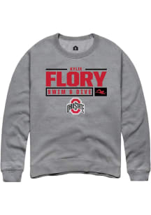 Kylie Flory  Rally Ohio State Buckeyes Mens Graphite NIL Stacked Box Long Sleeve Crew Sweatshirt