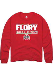 Kylie Flory  Rally Ohio State Buckeyes Mens Red NIL Stacked Box Long Sleeve Crew Sweatshirt