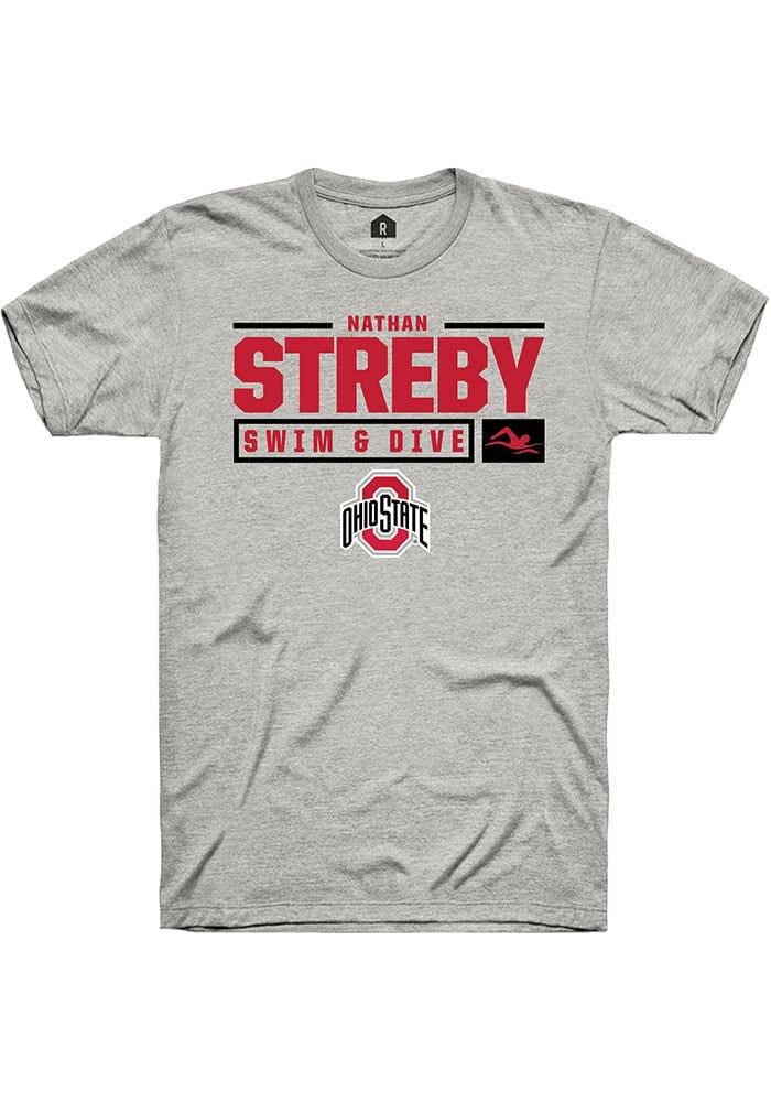 Nathan Streby  Ohio State Buckeyes Ash Rally NIL Stacked Box Short Sleeve T Shirt