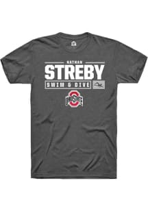 Nathan Streby  Ohio State Buckeyes Dark Grey Rally NIL Stacked Box Short Sleeve T Shirt