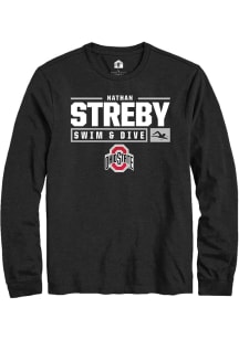 Nathan Streby  Ohio State Buckeyes Black Rally NIL Stacked Box Long Sleeve T Shirt