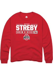 Nathan Streby  Rally Ohio State Buckeyes Mens Red NIL Stacked Box Long Sleeve Crew Sweatshirt