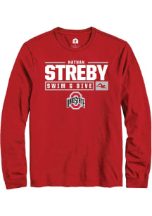 Nathan Streby  Ohio State Buckeyes Red Rally NIL Stacked Box Long Sleeve T Shirt