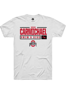 Noah Carmichael White Ohio State Buckeyes NIL Stacked Box Short Sleeve T Shirt