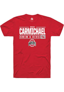 Noah Carmichael Red Ohio State Buckeyes NIL Stacked Box Short Sleeve T Shirt