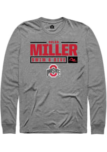 Nolan Miller  Ohio State Buckeyes Graphite Rally NIL Stacked Box Long Sleeve T Shirt