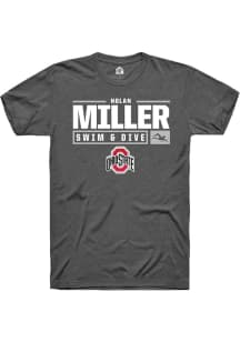 Nolan Miller  Ohio State Buckeyes Dark Grey Rally NIL Stacked Box Short Sleeve T Shirt