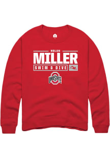 Nolan Miller  Rally Ohio State Buckeyes Mens Red NIL Stacked Box Long Sleeve Crew Sweatshirt