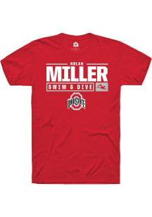 Nolan Miller  Ohio State Buckeyes Red Rally NIL Stacked Box Short Sleeve T Shirt