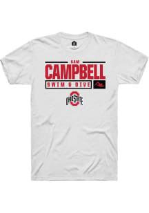 Sam Campbell White Ohio State Buckeyes NIL Stacked Box Short Sleeve T Shirt
