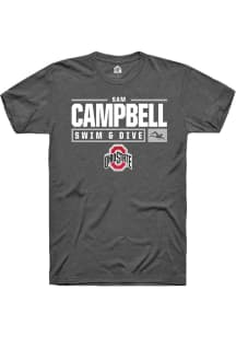 Sam Campbell Dark Grey Ohio State Buckeyes NIL Stacked Box Short Sleeve T Shirt