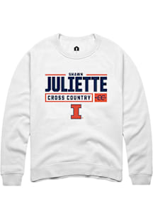 Shawn Juliette  Rally Illinois Fighting Illini Mens White NIL Stacked Box Long Sleeve Crew Sweatsh..