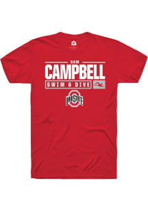 Sam Campbell Red Ohio State Buckeyes NIL Stacked Box Short Sleeve T Shirt