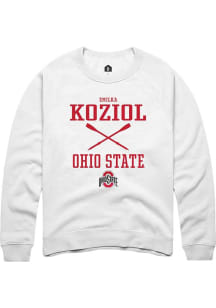 Emilka Koziol  Rally Ohio State Buckeyes Mens White NIL Sport Icon Long Sleeve Crew Sweatshirt