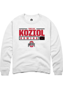 Emilka Koziol  Rally Ohio State Buckeyes Mens White NIL Stacked Box Long Sleeve Crew Sweatshirt