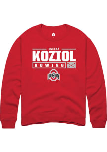 Emilka Koziol  Rally Ohio State Buckeyes Mens Red NIL Stacked Box Long Sleeve Crew Sweatshirt