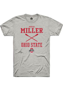 Morgan Miller  Ohio State Buckeyes Ash Rally NIL Sport Icon Short Sleeve T Shirt