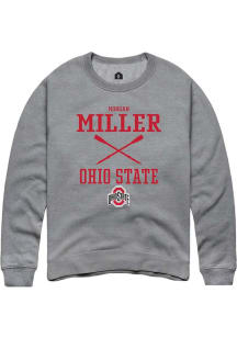 Morgan Miller  Rally Ohio State Buckeyes Mens Graphite NIL Sport Icon Long Sleeve Crew Sweatshir..