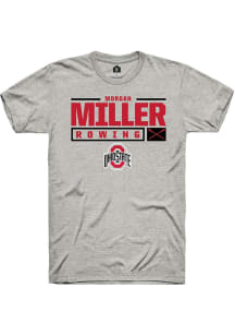 Morgan Miller  Ohio State Buckeyes Ash Rally NIL Stacked Box Short Sleeve T Shirt