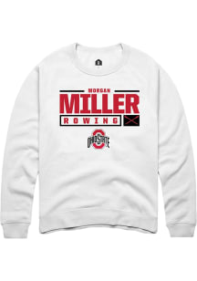 Morgan Miller  Rally Ohio State Buckeyes Mens White NIL Stacked Box Long Sleeve Crew Sweatshirt