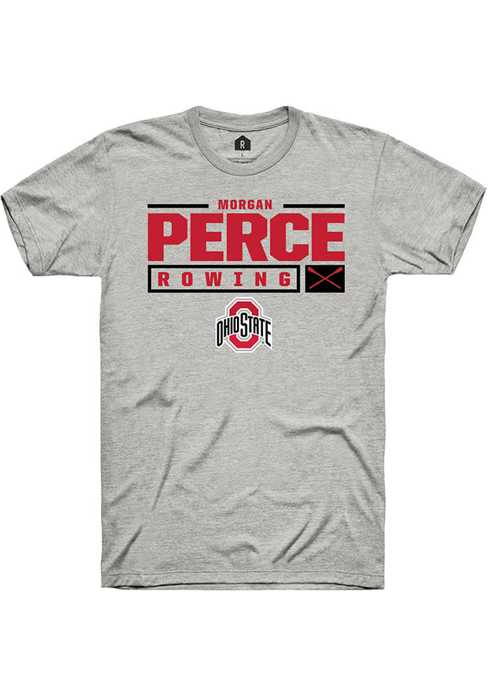 Morgan Perce  Ohio State Buckeyes Ash Rally NIL Stacked Box Short Sleeve T Shirt