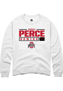 Morgan Perce  Rally Ohio State Buckeyes Mens White NIL Stacked Box Long Sleeve Crew Sweatshirt