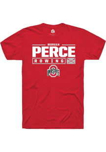 Morgan Perce  Ohio State Buckeyes Red Rally NIL Stacked Box Short Sleeve T Shirt