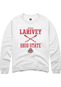 Natalie Larivey  Rally Ohio State Buckeyes Mens White NIL Sport Icon Long Sleeve Crew Sweatshirt