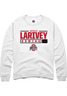 Natalie Larivey  Rally Ohio State Buckeyes Mens White NIL Stacked Box Long Sleeve Crew Sweatshir..