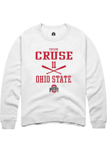 Taylor Cruse  Rally Ohio State Buckeyes Mens White NIL Sport Icon Long Sleeve Crew Sweatshirt