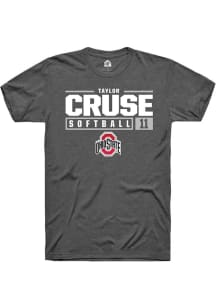 Taylor Cruse  Ohio State Buckeyes Dark Grey Rally NIL Stacked Box Short Sleeve T Shirt