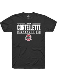 Tegan Cortelletti  Ohio State Buckeyes Black Rally NIL Stacked Box Short Sleeve T Shirt