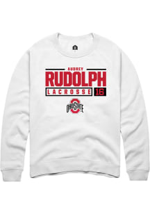 Audrey Rudolph  Rally Ohio State Buckeyes Mens White NIL Stacked Box Long Sleeve Crew Sweatshirt