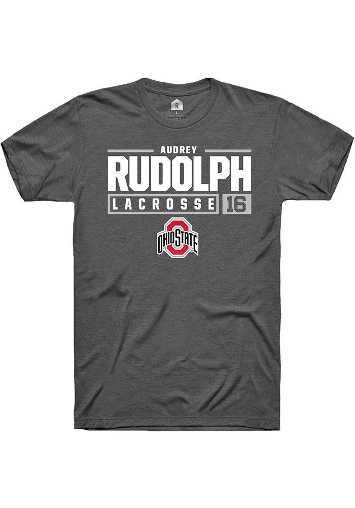 Audrey Rudolph  Ohio State Buckeyes Dark Grey Rally NIL Stacked Box Short Sleeve T Shirt