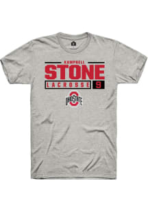 Kampbell Stone  Ohio State Buckeyes Ash Rally NIL Stacked Box Short Sleeve T Shirt