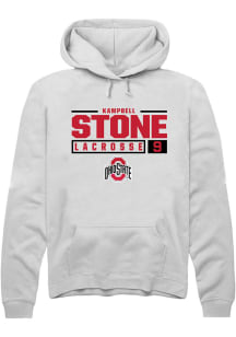 Kampbell Stone  Rally Ohio State Buckeyes Mens White NIL Stacked Box Long Sleeve Hoodie