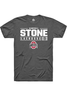 Kampbell Stone  Ohio State Buckeyes Dark Grey Rally NIL Stacked Box Short Sleeve T Shirt