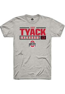 Kate Tyack  Ohio State Buckeyes Ash Rally NIL Stacked Box Short Sleeve T Shirt