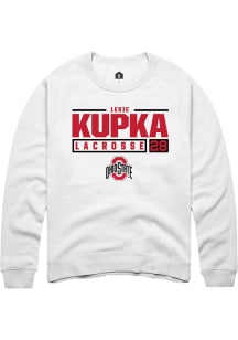 Lexie Kupka  Rally Ohio State Buckeyes Mens White NIL Stacked Box Long Sleeve Crew Sweatshirt